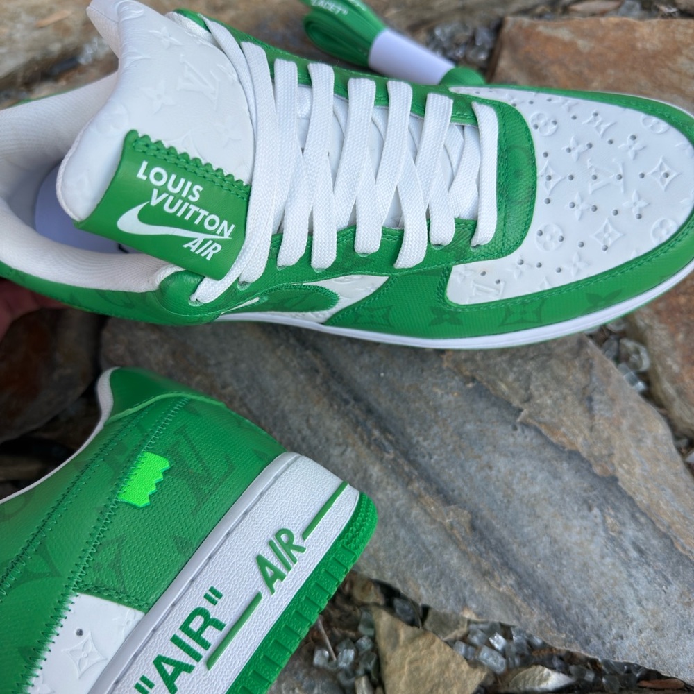 Louis Vuitton x Nike Air Force 1 Green (No Box) - Picture 6 of 9